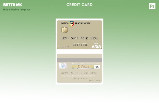 Шаблон за дебитна картичка за виза во модерен стил Романија Banca Transilvania